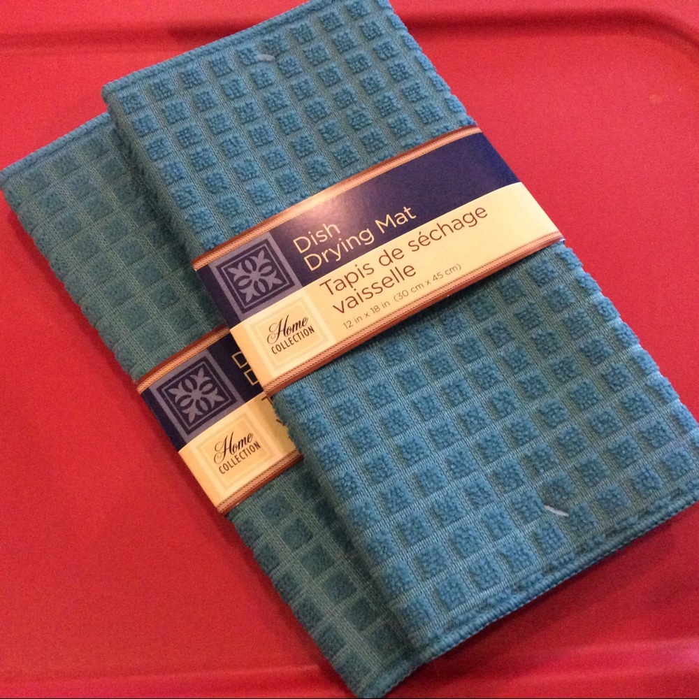 New set  of 2 microfiber dish drying mats aqua